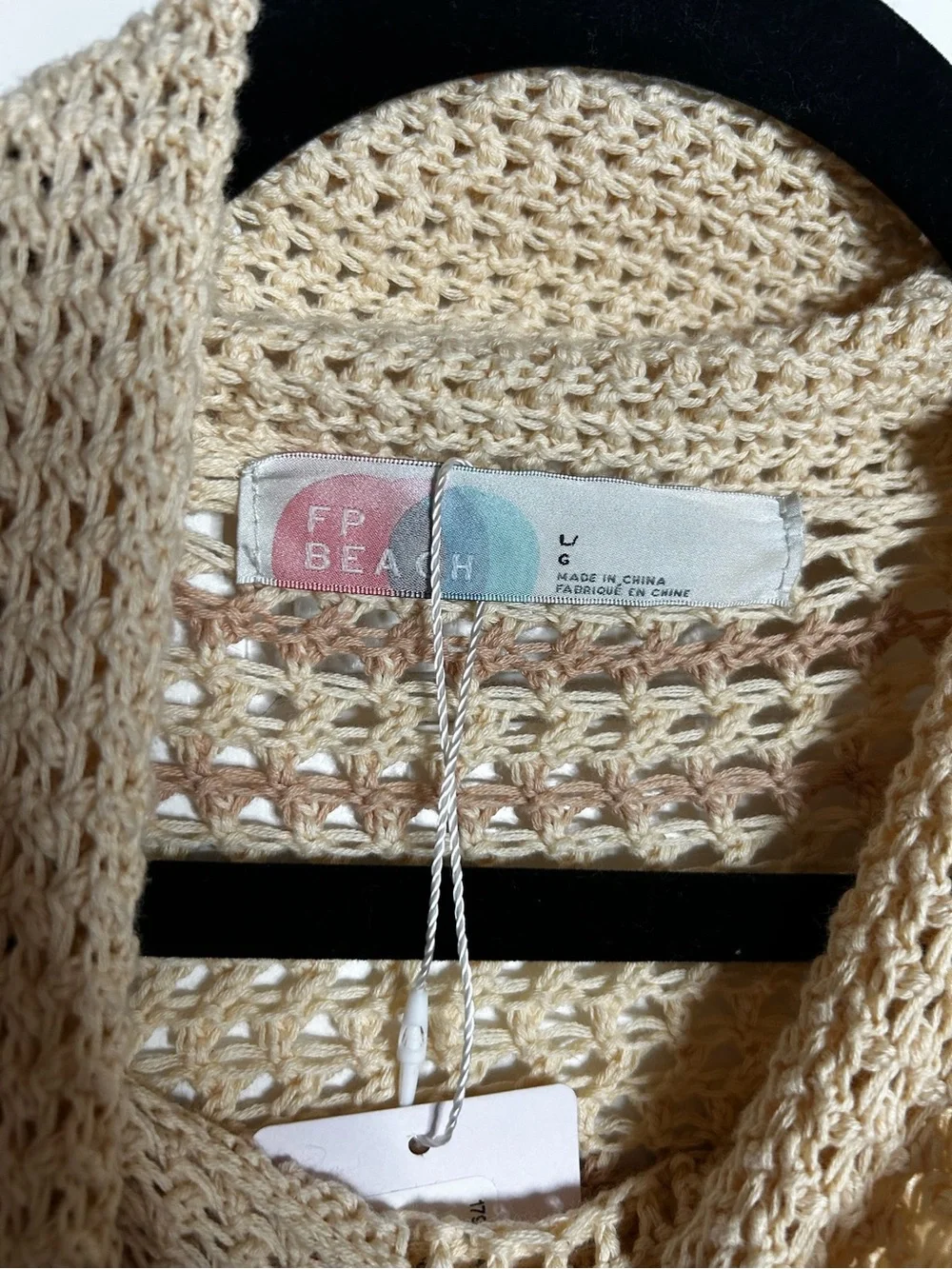 Free People Cropped Open-Knit Turtleneck Sweater in Beige and Brown
